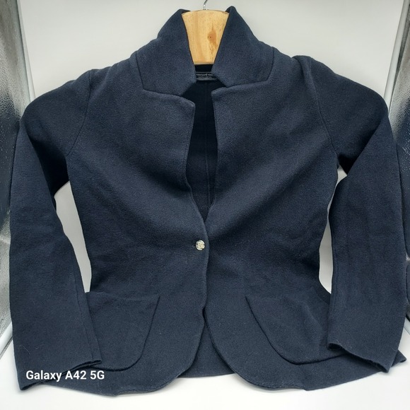 Vineyard Vines Sweaters - Vineyard Vines Navy Blue Merino Wool Cotton Knit Blazer Sweater Small RN 134578